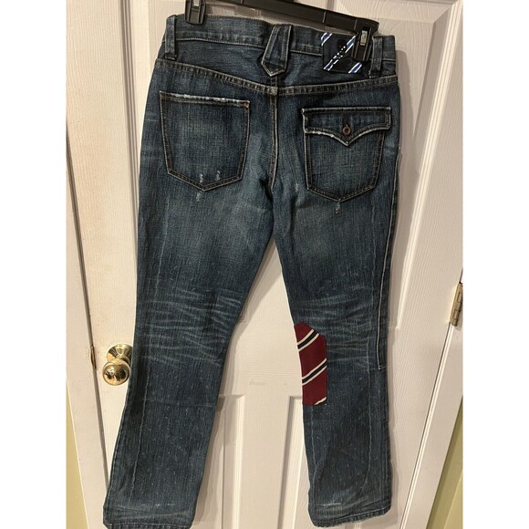 Rugby Ralph Lauren Jeans Womens Sz 27 Patch Work Destroyed Denim Bootcut Rare - Picture 8 of 10